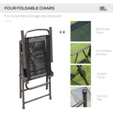 Outsunny 6 Piece Patio Dining Set for 4 with Umbrella, Outdoor Table and Chairs with 4 Folding Dining Chairs & Round Glass Table for Garden, Backyard and Poolside, Black Outsunny