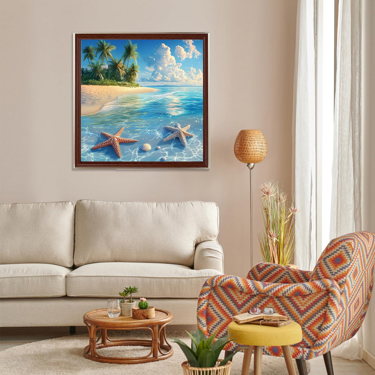 Miwixy Beach Diamond Art Kits for Adults,Summer Diamond Painting Kit,5D Full Drill Round Diamond Dots Paintings Canvas for Beginners Home Wall Decor12x12inch (Beach-A) Miwixy