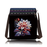 BAYUNOE DIY Diamond Crossbody Bag Diamond Art Painting Grocery Bag Black Canvas Shoulder Beach Tote Bags Single Side Diamond Shopping Bags for Women Art Craft Gift-Flower04 BAYUNOE