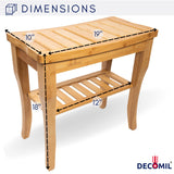 DECOMIL - Bamboo Shower Bench 19”, Bathroom Shower Chair with Storage Shelf | Nonslip Feet & Waterproof Bathing Bench | Perfect for Indoor and Outdoor USe DECOMIL