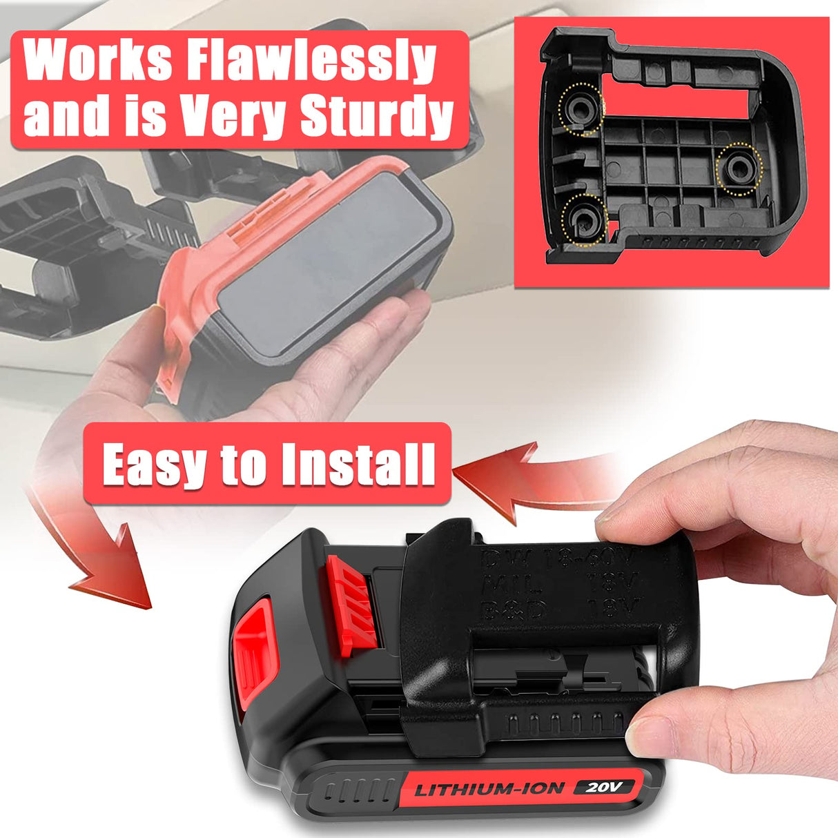 TURPOW Upgraded 3800mAh Replacement for Black and Decker 20V Lithium Battery MAX LBXR20 LB20 LBX20 LBX4020 LB2X4020 LBXR2020-OPE Cordless Power Tools with Wall Mount Holder TURPOW