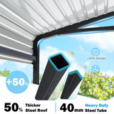 AirWire Carport Canopy 12’X20’ Heavy Duty Car Port Galvanized Steel Roof, Reinforced Stable Triangle Frame for Snowy Windy Metal Carports Enhanced Base Car Tent for Car,RV,Pickup,Boat,Truck,Tractor AirWire