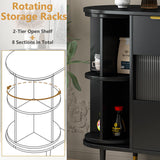 Amposei Modern Dining Buffet 51-Inch Glass Door Sideboard Cabinet Wooden Credenza Console Storage Cabinet with Drawers, Adjustable Shelves & Rotating Open Racks for Living Room Kitchen (Black) Amposei