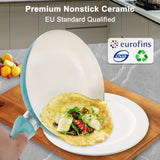 M MELENTA Pots and Pans Set Nonstick, 11pcs Kitchen Cookware Sets Induction Cookware, Ceramic Non Stick Cooking Set, Stay Cool Handle & Bamboo Kitchen Utensils, 100% PFOA Free, Turquoise M MELENTA