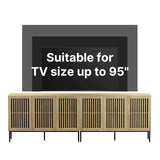 BVIUNTWO Farmhouse TV Stand for TVs up to 100 inch, 2 in 1 Entertainment Center TV Console with Storage Cabinets and Metal Base,Media Console for Living Room,Oak BVIUNTWO