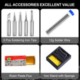 FEITA Electric Soldering Iron Kit with 80W LCD Digital Adjustable Temperature Soldering-iron, 5 Soldering Tips, Rosin Flux, Solder Wires & Stand, Electrical Soldering Kit for Electronics FEITA