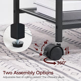 MAHANCRIS Printer Stand with Storage Bag, 3-Tier Mobile Under Desk Printer Cart with Wheels, Wooden Rolling Printer Table, Organizer Shelf for Study, Office, Living Room, Black PTHB2201 MAHANCRIS