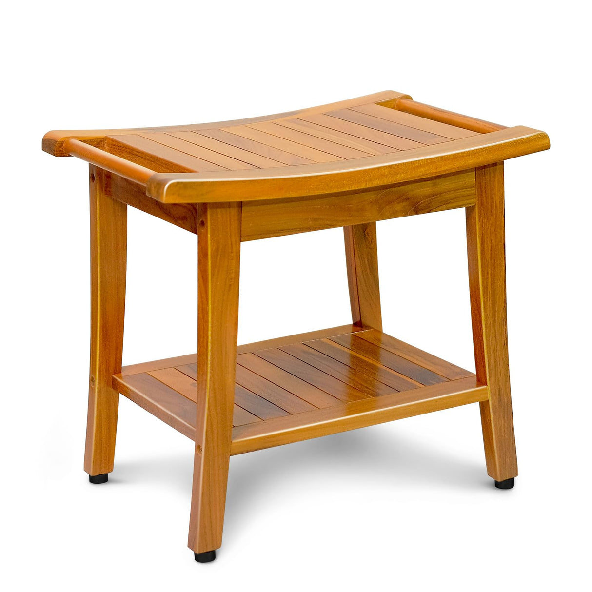 20" Premium Teak Shower Bench with Shelf & Handle, Solid Teak Shower Stool, Durable Waterproof Seat for Inside Shower, Teak Wood Bench for Bathroom, Indoor & Outdoor Use GRBEEVIITEK