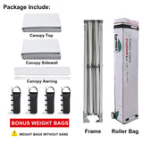 Eurmax USA 10 x 10 Pop up Canopy Commercial Tent Outdoor Party Canopies with 4 Removable Zippered Sidewalls and Roller Bag Bonus 4 Canopy Sand Bags & 24 Squre Ft Extended Awning(White) Eurmax