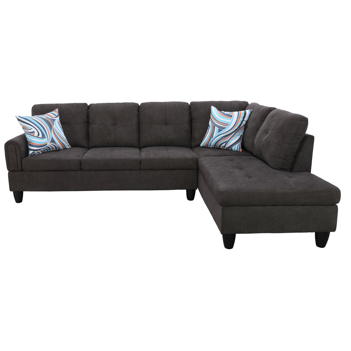 NicBex Sectional Couches for Living Room 2 Pieces Modern Sectional Sofa with Right Chaise Sectional Couch with Solid Frame Classic L Shape Sectional Sofa Set with Flannel Fabric, Brown NicBex