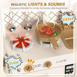 BIERUM Play Kitchen with Realistic Lights & Sounds, Wooden Kitchen Playset Chef Pretend Play Set for Toddlers, Toy Kitchen with 26 Pcs Toy Food & Cookware Accessories, Gift for Ages 3+ BIERUM