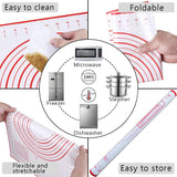 Rolling Pin and Silicone Baking Pastry Mat Set, Stainless Steel Dough Roller with Adjustable Thickness Rings, for Pizza, Pie, Pastries, Pasta, Cookies MTNZXZ