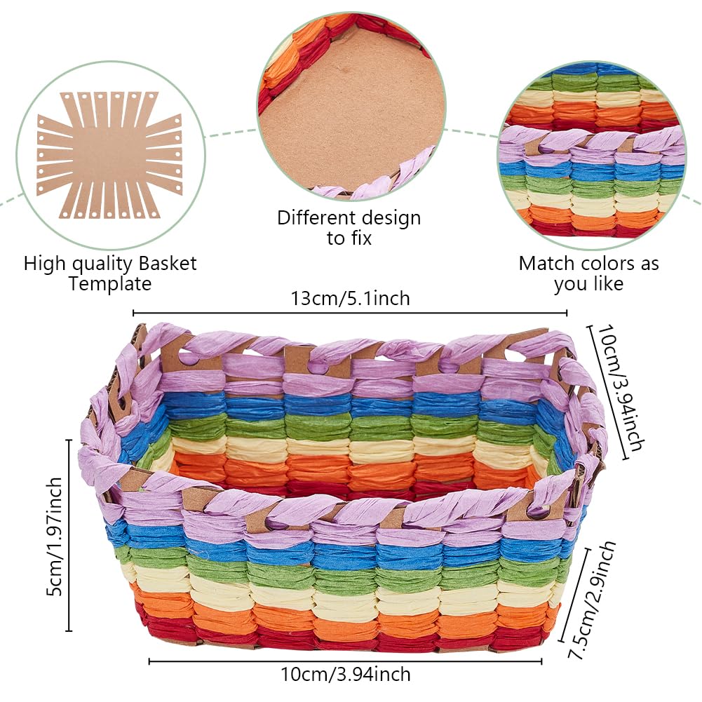 FREEBLOSS 12 Set DIY Basket Weaving Kit Rectangular Raffia Ribbon Basket Creative Woven Bowls for Adults Paper Basket Making Kit for Students Arts and Crafts Projects Basket Activities FREEBLOSS