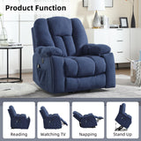 CANMOV Power Lift Recliner Chair with Massage and Heat for Elderly, Overstuffed Wide Recliners, Heavy Duty and Safety Motion Reclining Mechanism with USB Ports, 2 Concealed Cup Holders, Navy Blue CANMOV