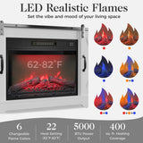 RoyalCraft Farmhouse Fireplace TV Stand for 65+ Inch TV, Entertainment Center with 23" Electric Fireplace with Remote, 34" Tall Modern Rustic TV Console with Sliding Bar Door for Living Room, White RoyalCraft