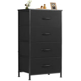 Sweetcrispy Dresser for Bedroom with 4 Drawers, Storage Drawers, Skinny Fabric Storage Tower, Tower Organizer Unit, Chest of Drawers with Wooden Top for Closet, Living Room, Entryway Sweetcrispy
