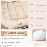 BULEXYARD Double Egg Chair Indoor Outdoor 680lbs, 2 Person Brown Wicker Oversized Stationary Egg Chair with Beige Thick Cushion, Patio Wide Lounge Loveseat with Legs for Balcony, Porch BULEXYARD