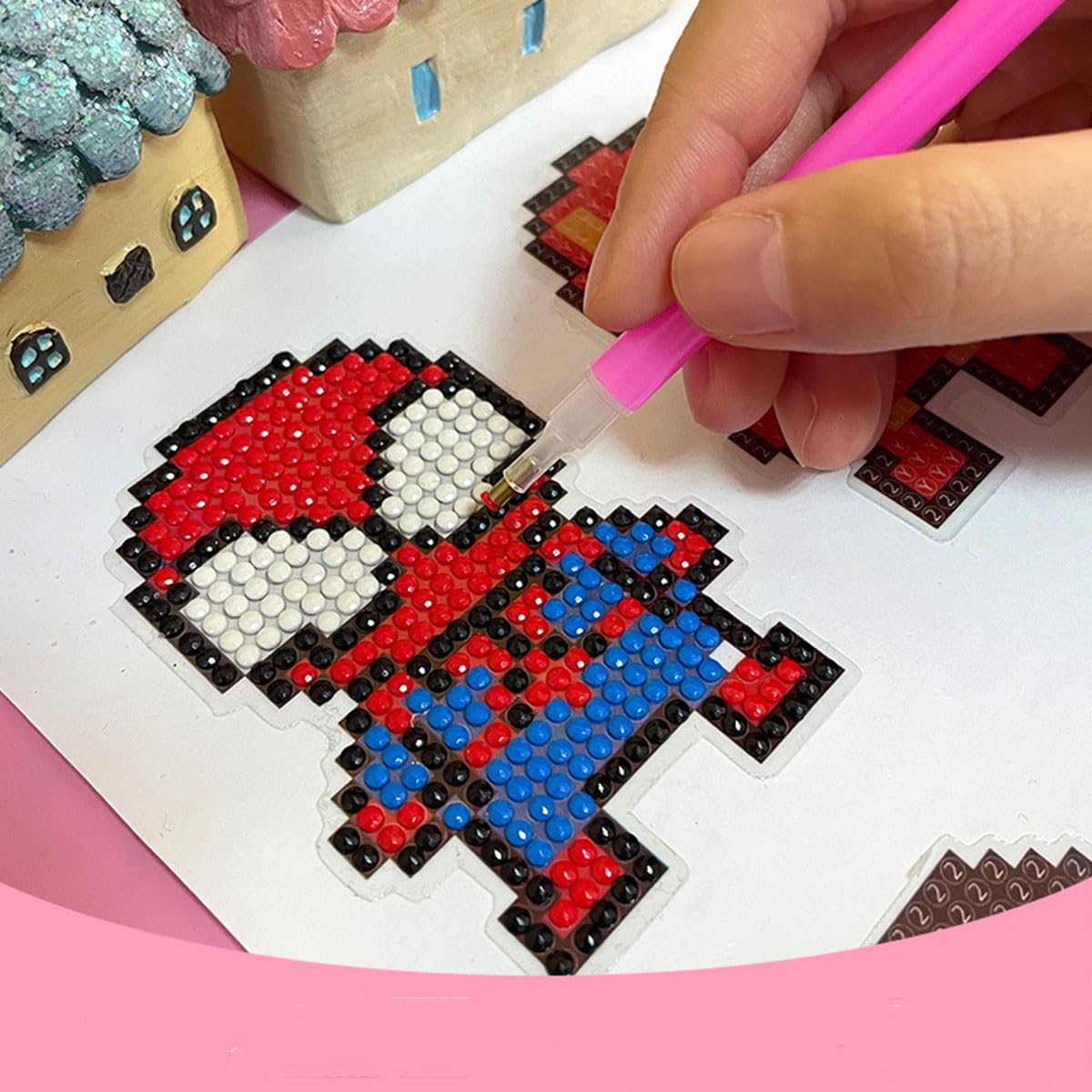 SHOWERRING 5D DIY Diamond Art Stickers Kits for Kids,Cartoon Gem Digital Art Painting Stickers Mosaic Craft Kit (Super Hero) SHOWERRING