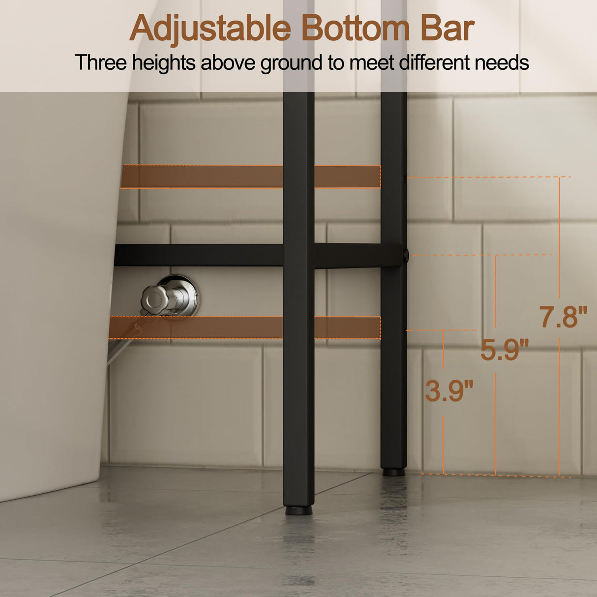 Cerlyunzan 3-Tier Over The Toilet Storage, Bathroom Organizer, Space-Saving, Above Toilet Storage Rack with 4 Hooks and Paper Holder, Metal Shelf, Black Cerlyunzan