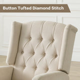 ABAKAN Swivel Rocker Recliner Chair, 360 Degree Nursery Rocking Recliner, Linen Glider Chair with Button Tufted Wingback Chair, for Living Room, Bedroom,Ash Beige ABAKAN