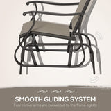 Outsunny 3-Piece Outdoor Gliders Set Bistro Set with Steel Frame, Tempered Glass Top Table for Patio, Garden, Backyard, Lawn, Gray Outsunny