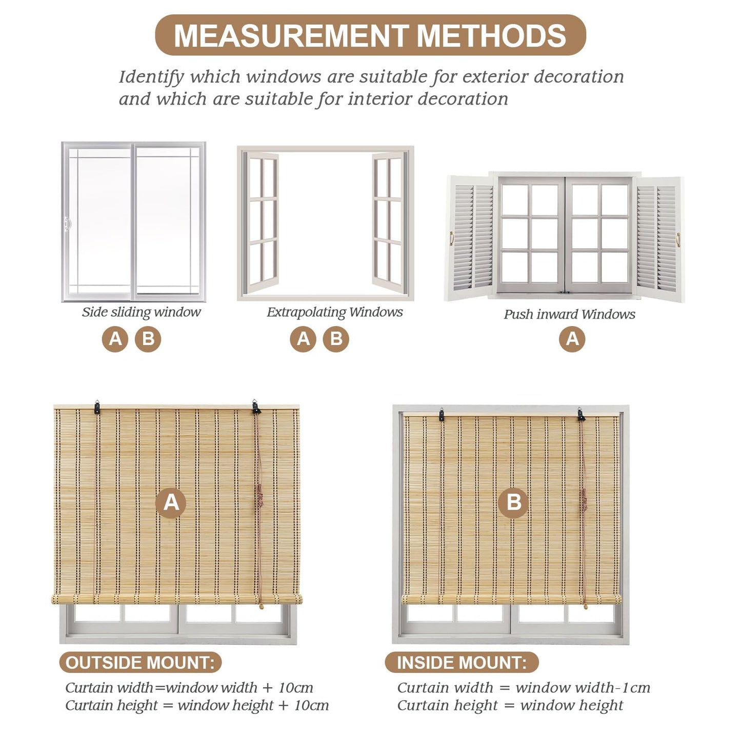 Customisable ORNDSDM Bamboo Blinds for Indoor and Outdoor Use, Perfect for Patios and Windows