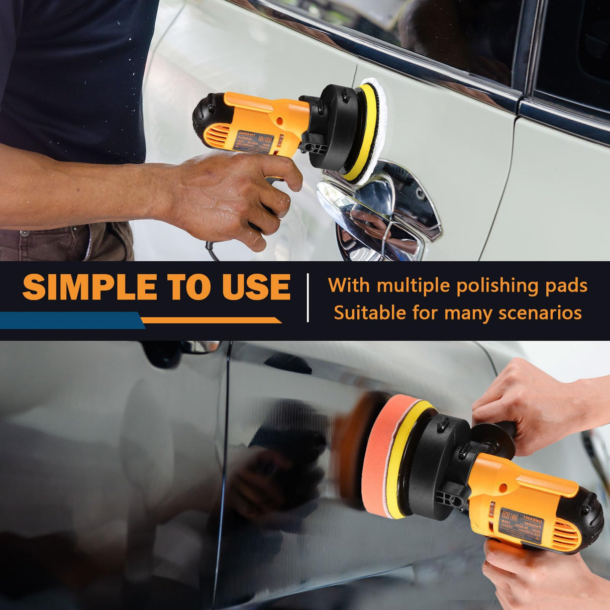 CJC Buffer Polisher - 110V 600W Variable Speed Polisher Machine - Random Orbital Polisher Buffer,For Floor,Car,Furniture,Metal for waxing and polishing with Professional Buffing and Polishing Kit cjc