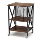 Giantex Record Player Stand, Vinyl Record Storage Table w/ 3 M-shaped Dividers & 4 Rolling Wheels, Turntable Stand Holds Up to 250 Albums for Living Room, Office, Rustic Brown Giantex