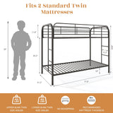 YIORTWO Metal Bunk Bed Twin Over Twin, Modern Style Bunk Bed with Curved Edges Safe Guardrail for Small Space, Loft Bed for Adults Kids Teens, Noise Free, No Box Spring Needed, Black YIORTWO
