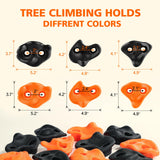 TOPNEW 12 Ninja Tree Climbing Holds for Kids Climber, Orange & Black Tree Climbing Kit with 6 Ratchet Straps for Outdoor Ninja Warrior Obstacle Course Training TOPNEW