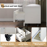 LUXOAK 3-in-1 Vanity Set with LED Lighted Flip Top Mirror, Makeup Table with Fold-Up Panel, Hidden Stool, Charging Station, Small Vanity for Bedroom & Dressing Room, Rustic White LUXOAK