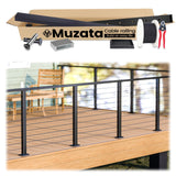 Muzata 13'-19'6" Complete Black Cable Railing Kit 36 Inch Cable Railing System for Decks with Post Handrail Length Adjustable Easy DIY with User Guide Complete Set RCS2 BH4S Muzata