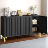 YITAHOME 55" Sideboard Buffet, Modern Buffet Cabinet Storage Cabinet with Doors, Metal Accent Console Credenzat with Adjustable Shelves for Hallway, Entryway, Kitchen or Living Room, Black YITAHOME