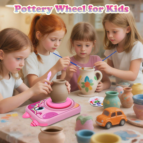 Pottery Wheel for Kids, Girls Arts and Crafts Toys for Kids Ages 8-12,Pottery Studio Craft Kit with 3 Pack Air-Dry Clay, Art Supplies for Kids Toys Girls Birthday Gift for 6 7 8 9 10 11 12+ craftodo