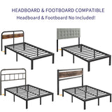 Neslime 14 Inch Twin Bed Frame No Box Spring Needed, Metal Platform Twin Size Bed Frame, Heavy Duty, Easy Assembly and Noise Free, Black Neslime
