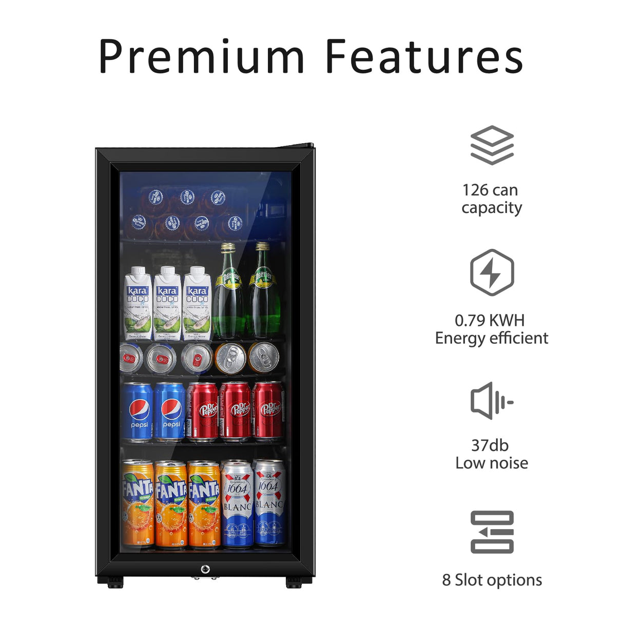 Saeoola Beverage Refrigerator, 3.2 Cu.ft Mini Fridge with Double Glass Door, Cooler for Soda, Beer or Wine for Home, Office or Bar with Adjustable Removable Shelves (Black) Saeoola