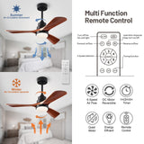 FXZZ 42" Wood Ceiling Fans with Lights and Remote, Quiet Reversible DC Motor and 3 Color LED Light, 3 Blades 6 Speed Ceiling Fan for Farmhouse Living Room Bedroom Dining Room Workroom Study FXZZ