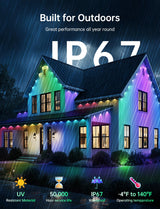 lemonlovely Permanent Outdoor Lights Pro, 100ft with 50 IC+RGBCW LED Smart Eaves Lights, Dual Lens, IP67 Waterproof Halloween Christmas Lighting for Daily and Holiday Decorations, DIY Scene Mode lemonlovely