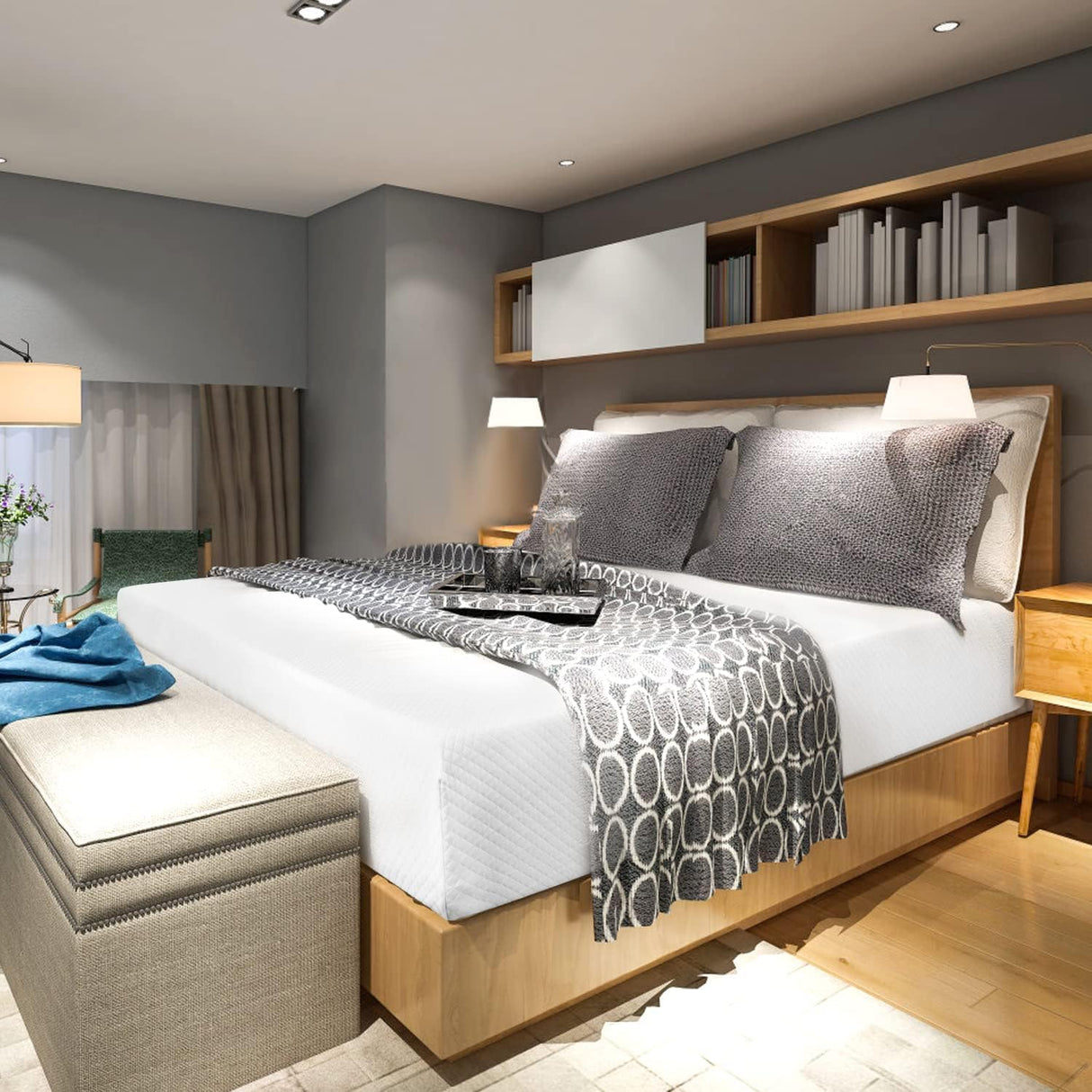 NChanmar 8 Inch Queen Gel Memory Foam Mattress Pressure Relieving, Cooling Gel Foam, CertiPUR-US Certified, Bed-in-a-Box, Pressure Relieving, White NChanmar