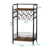 Bosimeca 3-Tier Industrial Wine Bar Table with 8-Bottle Rack and Liquor Storage Bosimeca
