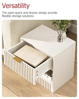 Masupu Small Night Stand Modern Bedside Table NightStand Farmhouse Boho Wooden Bedside Table with Drawer,Side End Table for Bedroom,Living Room,Office White Masupu