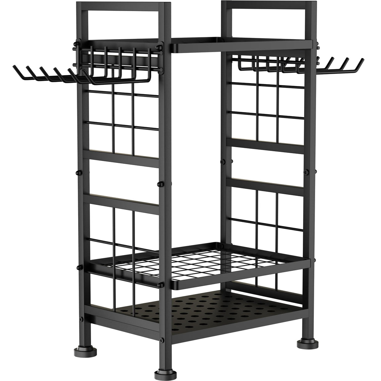 3 Tier Garden Tool Organizer, Garage Storage and Organization, Metal Yard Tools Storage up to 78 Tools, Heavy Duty Garden Tool Organizer for Garage, Yard, Patio, Shed, Indoors and Outdoors, Black GIOTORENT