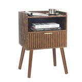 AWASEN Mid Century Modern Nightstand, Wood Bedside Table with Fluted Drawers, Rustic Night Stand Bed Side Table with Solid Wood for Living Room, Bedroom, Office and Small Space (Rustic Brown) AWASEN