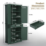 ARTPOWER 72" Tall Kitchen Pantry Storage Cabinet with Drawer and Adjustable Shelves, Pantry Cabinet for Kitchen, Bathroom or Hallway, Green ARTPOWER