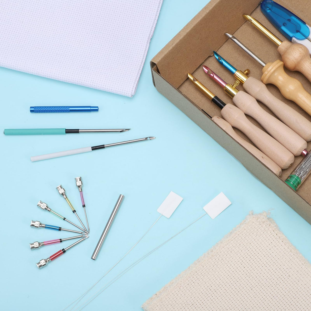 35 Pcs Punch Needle Kit, Punch Needle Tool Adjustable Punch Needle Embroidery Kits Include Wooden Handle Embroidery Pen Set, Big Eye Needles, Punch Needle Cloth - Valentines Gifts for Adults Beginne Needbrock