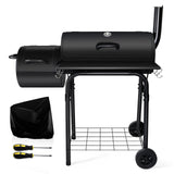 Outdoor Charcoal Grill with Smoker, Leonyo 14Inch Wide Charcoal Grill with Offset Smoker for Backyard Party Cooking, 438 Sq.in. BBQ Cooking Surface,Black Leonyo