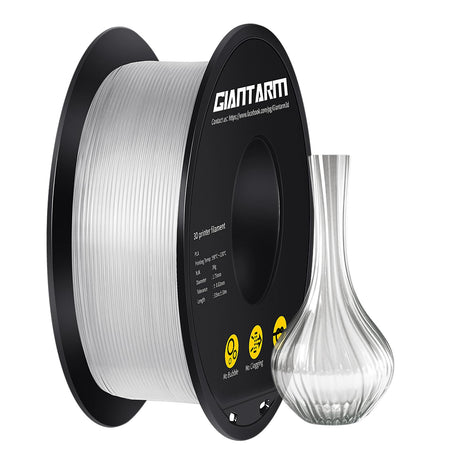 GIANTARM Clear PLA Filament, 1.75mm Transparent PLA 1kg Spool (2.2lbs), 3D Printer Filament with Vacuum Packaging GIANTARM