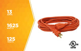 Woods Light Duty Extension Cord, 50Ft, 16 Gauge, 3 Conductor, General Purpose Cord, SJTW, Orange, 0268 Woods