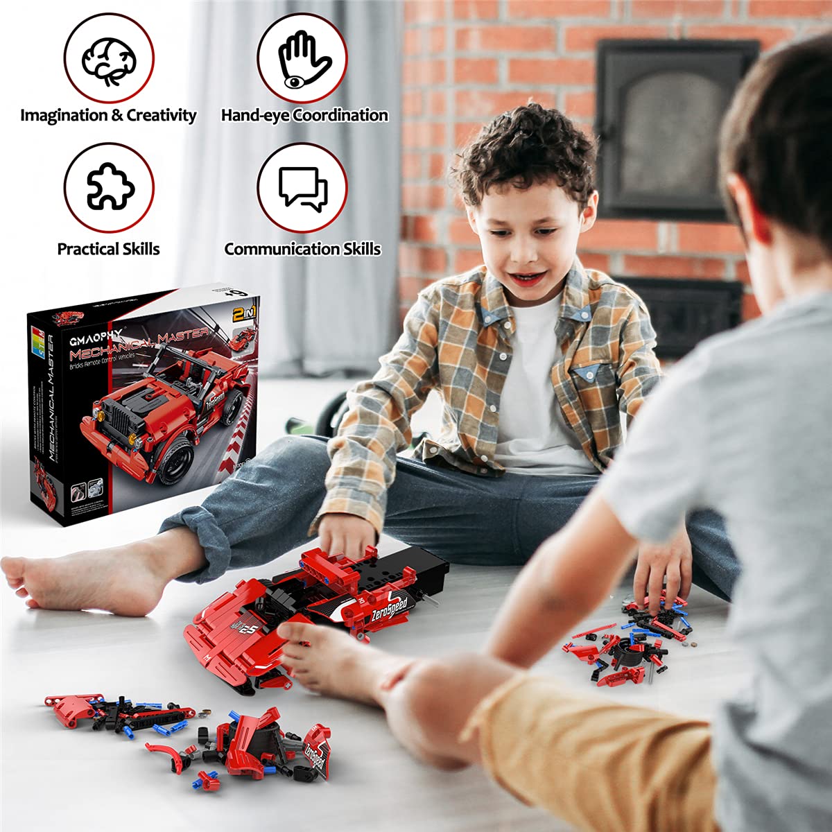GMAOPHY STEM Toy Building Toys Gifts for Age 5, 6, 7, 8, 9, 10, 11, 12 Years Old Kids Boys Girls, 2 in 1 Remote Control Racing Car Building Blocks, 351 Pcs DIY Engineering Construction Toy GMAOPHY