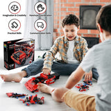 GMAOPHY STEM Toy Building Toys Gifts for Age 5, 6, 7, 8, 9, 10, 11, 12 Years Old Kids Boys Girls, 2 in 1 Remote Control Racing Car Building Blocks, 351 Pcs DIY Engineering Construction Toy GMAOPHY